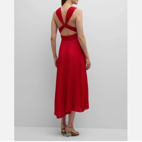 A.L.C Everly Pleated V-Neck Midi Dress - Picture 7 of 9